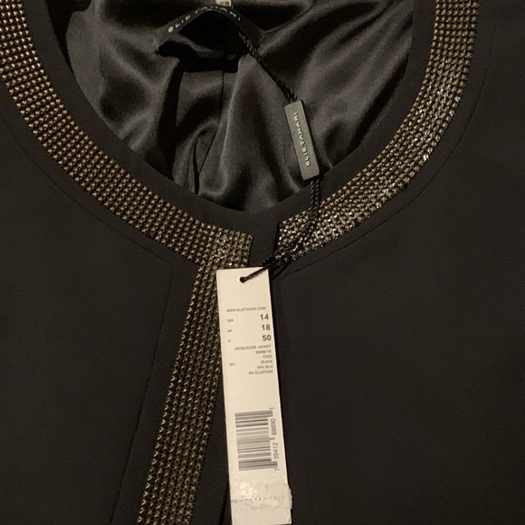 Elie Tahari Black Embellished Jacqueline Silk Jacket - Picture 4 of 4